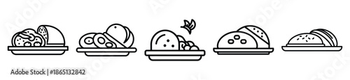 fusion cuisine food outline icon collection. Vector illustration