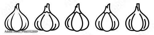 garlic bulb food outline icon collection. Vector illustration