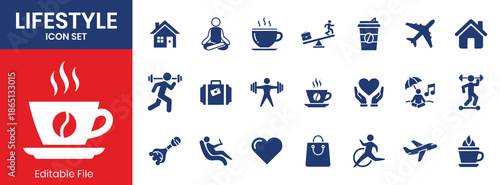 Lifestyle Daily Routine And Hobbies Solid Icons Collection