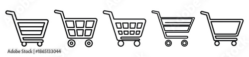 grocery cart food outline icon collection. Vector illustration