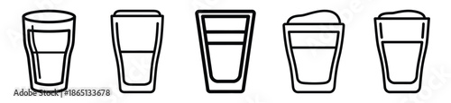 latte glass food outline icon collection. Vector illustration
