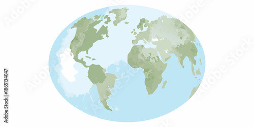 Illustration of earth showing continents and oceans in a simple graphic style