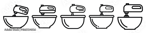 mixing bowl food outline icon collection. Vector illustration