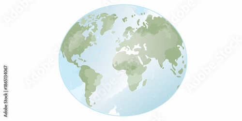 A stylized illustration of planet earth showing continents and blue oceans