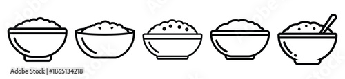 oatmeal bowl food outline icon collection. Vector illustration
