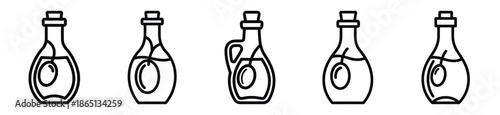 olive oil bottle food outline icon collection. Vector illustration