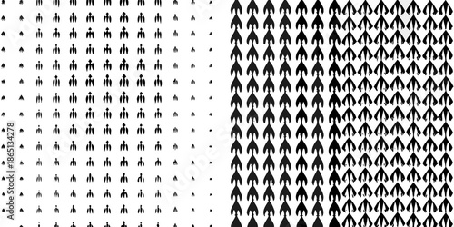 Optical illusion featuring human figures transitioning from dots to silhouettes
