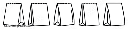 paper food bag food outline icon collection. Vector illustration