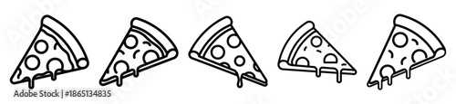 pizza slice food outline icon collection. Vector illustration