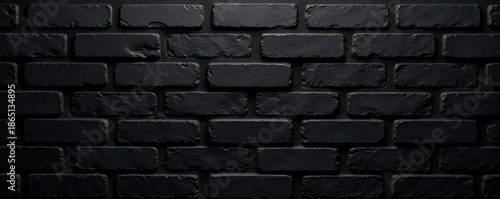 Uniform, matte black brick wall Clean lines, minimal imperfections , design, architecture