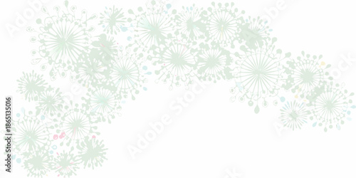 A delicate archway of pastel floral bursts and whimsical dandelion like shapes