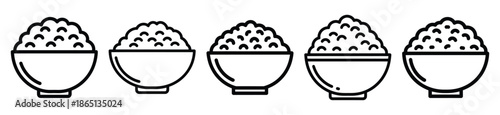 rice bowl food outline icon collection. Vector illustration