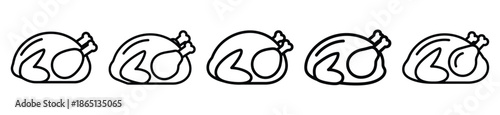 roasted chicken food outline icon collection. Vector illustration