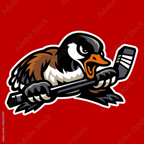 Canadian Goose Hockey Sports Mascot Logo Vector Team Emblem