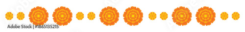 colorful marigold flower garland decoration vector - Traditional Eco-Friendly Wedding Toran with Marigold & Mango Leaves – Indian Festival Vector Design.