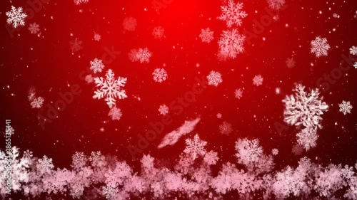Festive Red Background with Falling Snowflakes for Holiday Season