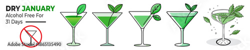 Dry January 31 Days Without Alcohol Challenge Illustration