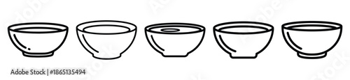 soup bowl food outline icon collection. Vector illustration