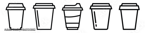takeaway cup food outline icon collection. Vector illustration