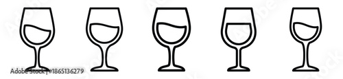 wine glass food outline icon collection. Vector illustration