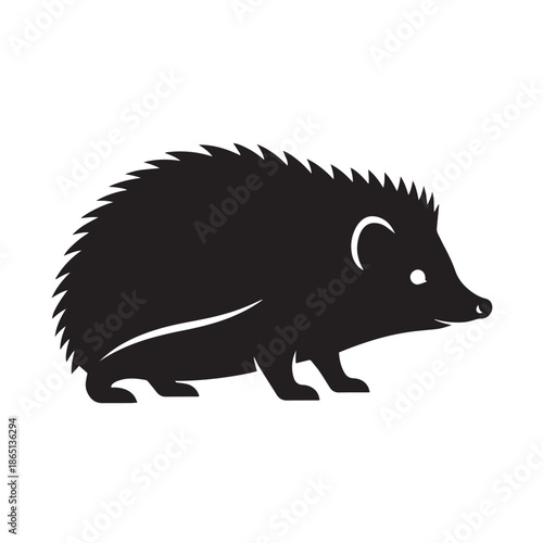 Minimal Hedgehog Silhouette with Defined Spines
