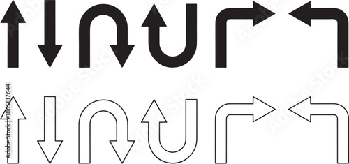 Arrow Direction Pointer Navigation Turn Sign Vector