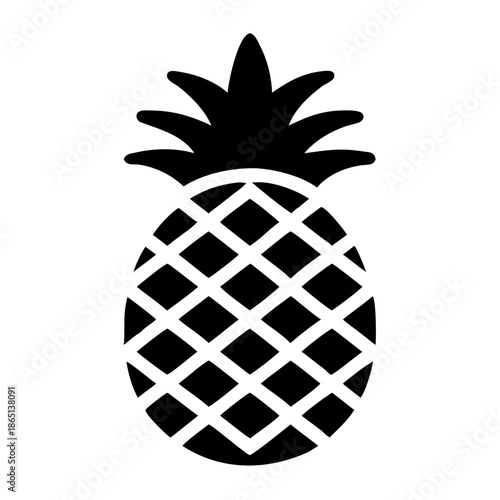 Black and white pineapple icon representing tropical fruit and summer vibes