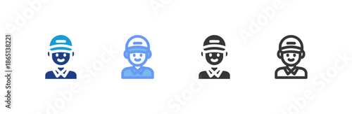 Delivery Man icon multiple style collection. Vector illustration.
