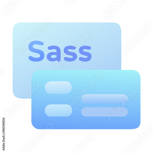 Blue credit card with sass text