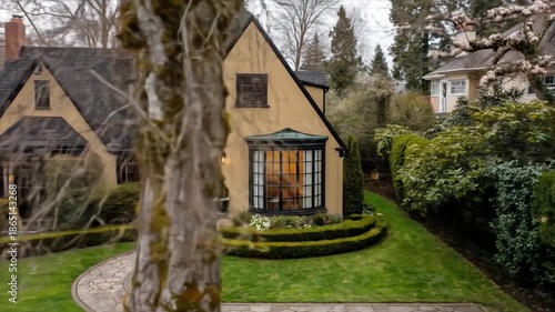 Wallpaper Mural Residential house exterior with green lawn and pathway daytime view Torontodigital.ca