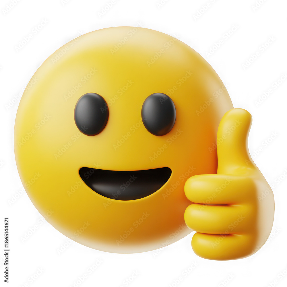 Fototapeta premium Positive 3D Smiley Thumb Up background removal cut-out