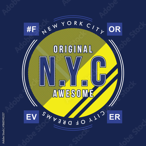 forever new york city urban destination text frame graphic typography vector t shirt print