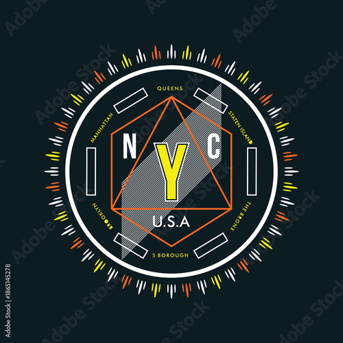 new york city usa urban destination text frame graphic typography vector t shirt print