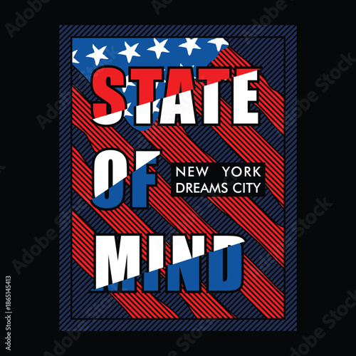 state of mind usa abstract flag flat graphic typography vector illustration print t shirt