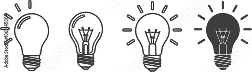  Lamp line icon set. Idea light bulb icon collection in clean flat style. vector illustration