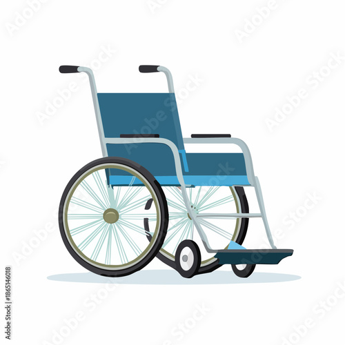 A blue wheelchair designed for mobility and accessibility, depicted on a white background