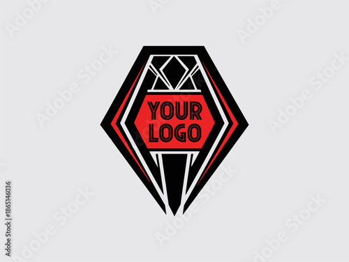 Red and Black Diamond Shape Logo Template.