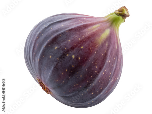 Fresh purple fig with green stem side view fresh fig isolated on a transparent background
