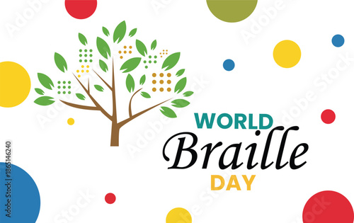 Creative tree made of braille dots representing World Braille Day concept
