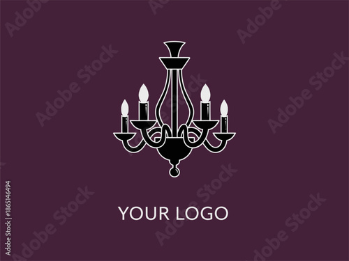 Elegant Chandelier Illustration with Candle Lights.