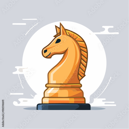 Golden Chess Knight Illustration A Strategic Game Piece for Board Game Enthusiasts and Strategy Game Lovers