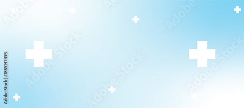 Abstract white medical sign pattern with medicine and science concept background. Geometric medical cross horizontal banner.