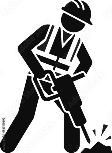 Construction Worker with Jackhammer icon