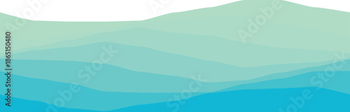 Minimalist abstract design featuring layered blue and green wave patterns in a soothing style.