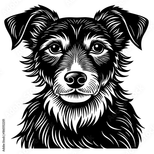 Portrait of a black and white dog