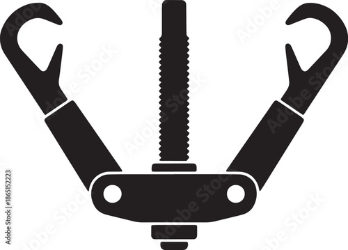 Black gear puller tool on white background mechanical equipment