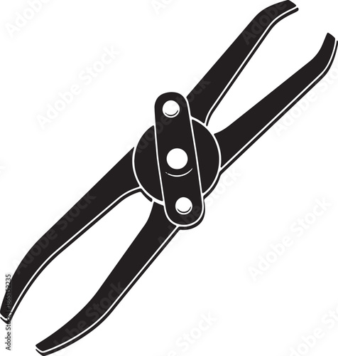 Black hose clamp plier tool isolated on white background