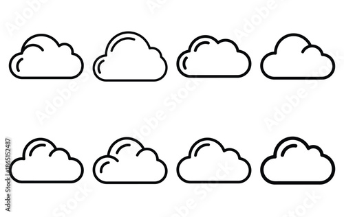love cloud storage line icon set. Simple outline collection for valentines day. Editable stroke vector illustration black outline shape on transparent background.