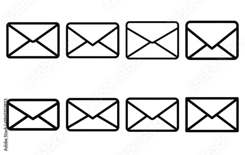 love mobile inbox line icon set. Simple outline collection for valentines day. Editable stroke vector illustration black outline shape on transparent background.