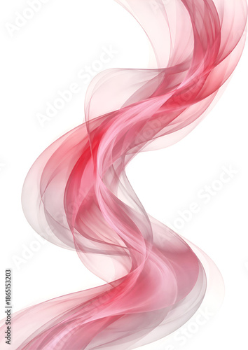 Abstract pink and red smoke wave patterns flow in a smooth colorful swirl design on a white background creating a soft motion curve for a creative art concept illustration